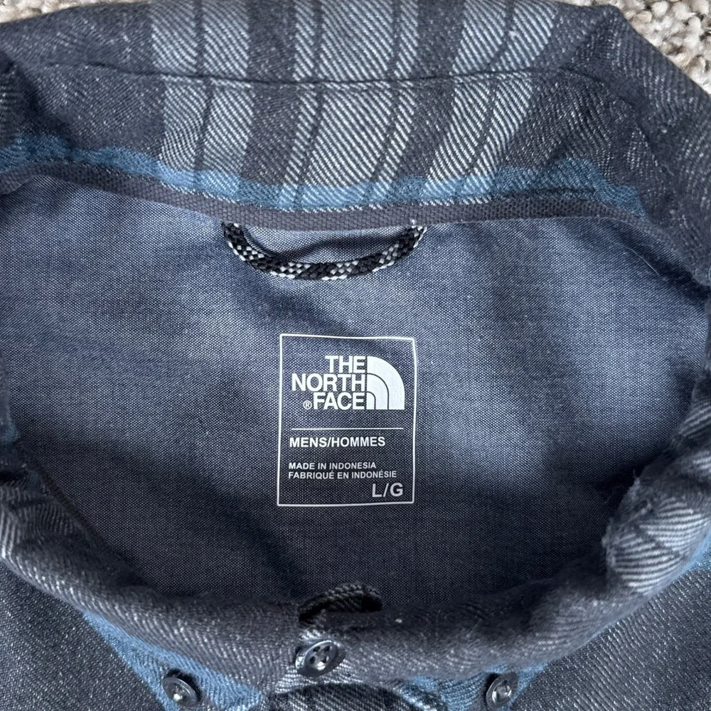 The North Face Shirt‎ Mens Large Blue Grey Plaid Button Down Long Sleeve